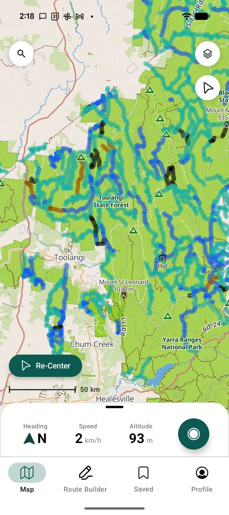 Newtracs app — discover trails screen